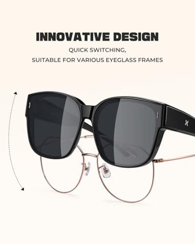 LOHO Polarized Sunglasses Over Glasses Women Men, 5.8 in Wide 2.28 in Height Oversized Sunglasses to Fit Over Glasses, UV400 view 3