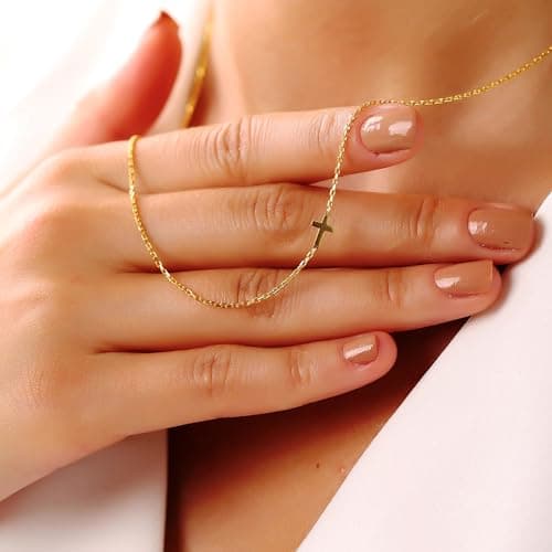 JNZSSWHJJH Easter Basket Stuffers - Cross Necklace for Women 18K Gold Plated Cross Necklace Dainty Gold Necklace for Women Teens Girls Gold Jewelry Easter Religious Christian Gifts view 4