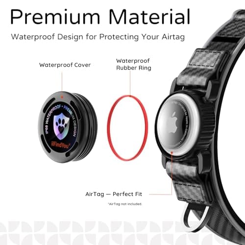 ILFINDYOU AirTag Dog Collar,Dog Collar with Airtag Holder,IPX8 Waterproof Safety Thread Protection Holder and Personalized Stripe,Air Tag Dog Collar Holder for Small,Medium to Large Dogs (C.Blue,M) view 2