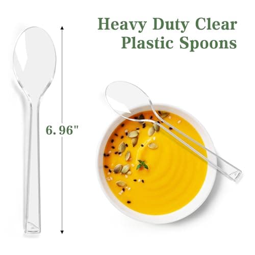 Funnydin 360 Count Plastic Spoons - 6.96 Inch Disposable Spoons, Heavy Duty Plastic Spoons, BPA-Free, Heat Resistant Disposable Silverware, Suitable for Party, Picnic, Events and Everyday Use view 3