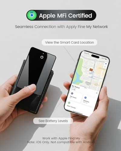 2026 MFi Certified Wallet Tracker Card (iOS Only), Work with Apple Find My view 2