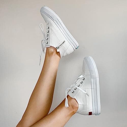 JENN ARDOR Wedge Sneakers for Women Fashion Canvas Shoes Casual Platform Hidden Heel Womens Slip On Sneaker Non Slip Side Zipper view 4