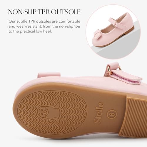 Stelle Girls Dress Shoes Toddler Mary Jane Shoes Flat with Bow for Toddler/Little Kids view 6