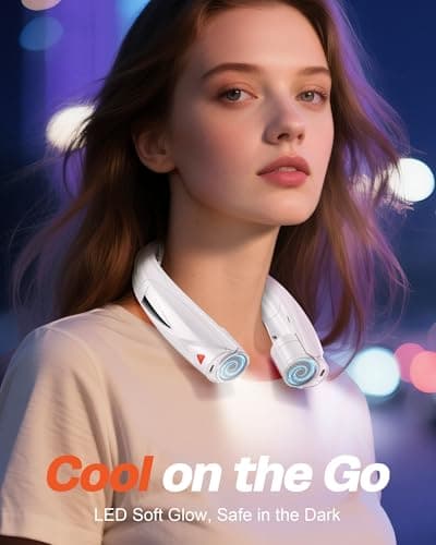 Laimiod Portable Neck Fan - with LED Book Light, 6-20 Hrs Long Battery, 6-Speed Adjustable, USB-C Rechargeable, Ultra Quiet, Hands-Free Personal Cooling for Men Women Outdoor Indoor view 3