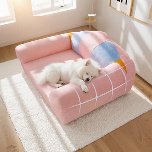 MOYMO Cute Cat Couch with Soft Pillow, Supportive Dog Couch, Cat Sofa with Removable Cover，Cute Rainbow Shaped, 24 Inch view 4