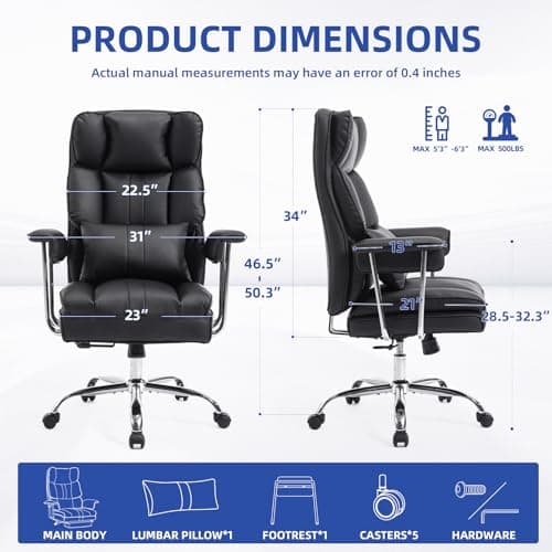Heavy Duty Office Chair Big and Tall Gaming Chair for Heavy People,Black view 2