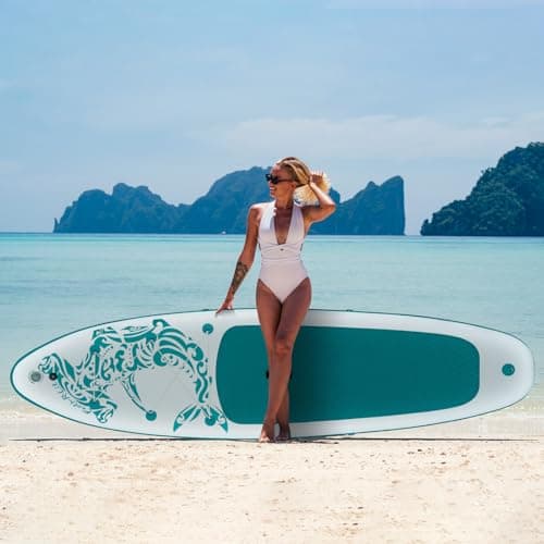 FEATH-R-LITE Inflatable Paddle Board Stand Up Paddleboards for Adults SUP with Premium Accessories Pump, Adjustable Paddle, Leash, Three Fins, Backpack view 7