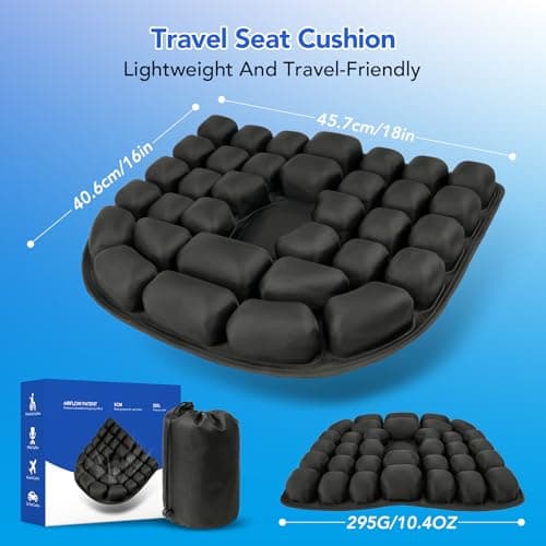 RUIERS Inflatable Seat Cushion, 34 Air Cell Travel Seat with Upgraded Air Nozzle for Hemorrhoid and Tailbone Pain Relief, Portable Airplane Seat Cushion for Car, Office Chairs & Home Living view 2