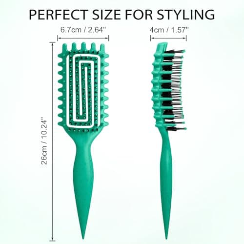 Quenxe Curl Defining Brush, Curly Hair Brush with Vented Design for Detangling and Shaping, Wet & Dry Use, Reduces Pulling for Women, Men (Green) view 5