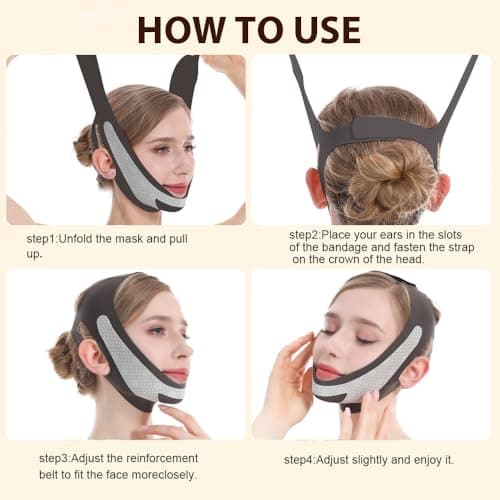 CGYISOL Graphene V Line Lifting Mask, Face Lifting Strap for Sleeping, Reusable & Adjustable Chin Strap for Jawline Lifting, Double Chin Lifting Straps for Women, Black view 5