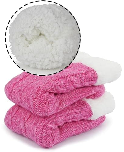 BenSorts Women Winter Thick Slipper Socks with Grippers Non Slip Warm Fuzzy Socks Christmas Gifts view 3