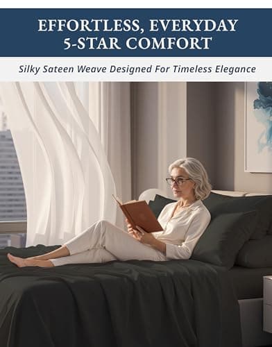 100% Egyptian Cotton Bed Sheets King Size – Silky Sateen Weave for Warm Winter Comfort, 15" Deep Pocket King Sheets, Naturally Breathable, Ultra-Soft Durable Hotel-Quality Luxury Bedding - Black view 5