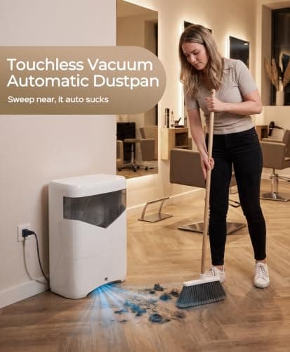 Purivanta Touchless Vacuum Automatic Dustpan, 22kPa Suction, Baggless | Auto/Manual Mode, Hands-free Cleaning, Ideal for Pet Hair, Kitchen, and Salon, White view 3