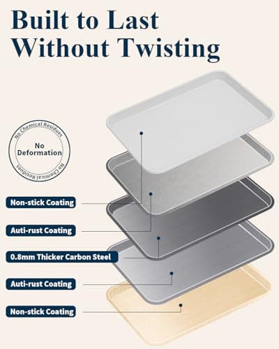 Ymiton 7PCS Nonstick Baking Sheet Set - 10x15in Jelly Roll Pan with Wire Rack, Silicone Spatula & 4 Cookie Cutters, Thickened Carbon Steel, Oven Safe 450°C, Sunshine Cream view 6