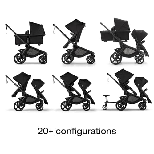 Bugaboo Kangaroo All-Terrain Single-to-Double Tandem Stroller for Infant and Toddler, for Up to Three Kids, XL Wheels, One-Hand Operation, Large Bassinet, XL Underseat Storage (Moon Grey) view 5