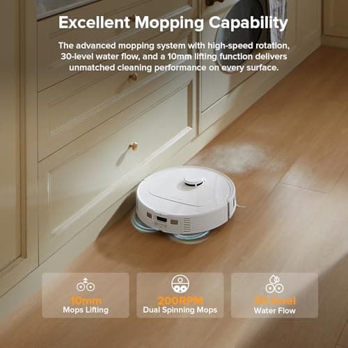 roborock Qrevo Series Robot Vacuum and Mop, 8000Pa Suction, Upgraded from Qrevo S, Anti-Tangle Brush, Smart Obstacle Avoidance, Auto Mop Washing, All-in-One Dock, 200RPM Spinning Mops, White(QV 35A) view 4
