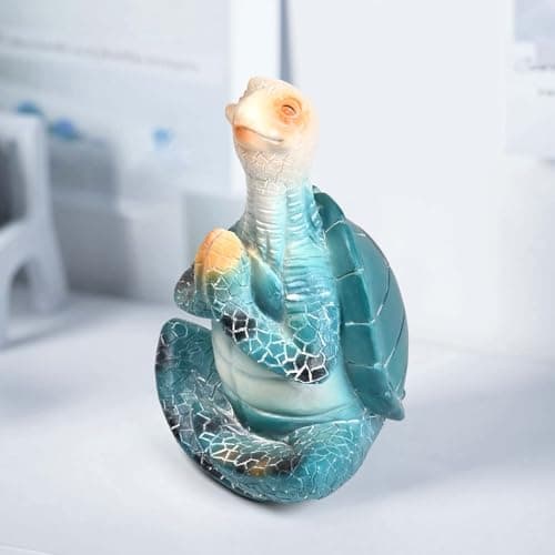 Boobezeen Sea Turtle Meditation Yoga Decor, Zen Resin Statue & Garden Figurine of Meditating Turtle — Coastal Beach & Home Office Desk Decorations, Calming Gift for Mom (Blue Prayer) view 4