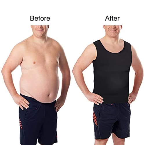 Mens Slimming Compression Shirt, Body Shaper Workout Tank Top, Gynecomastia Tummy Control Undershirts - Change in Seconds view 5