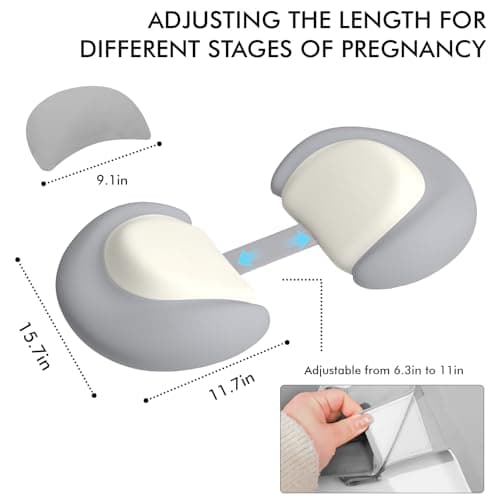 Pregnancy Pillows for Sleeping, Memory Foam Cooling Maternity Wedge Pillow | Adjustable Travel Pregnancy Pillow for Pregnant Women, Small Maternity Pillow with Washable Cover for Belly/Back Support|Grey view 2