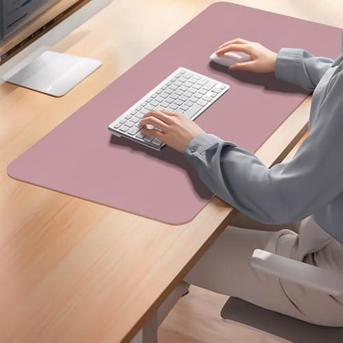 Meetcolor Non-Slip Desk Pad Mat, Leather Desk Mat for Desktop, Large Mouse Pad, Waterproof Computer Mouse Mat Desktop Protector for Office/Home (Purple Pink, 35.4" x 17") view 4