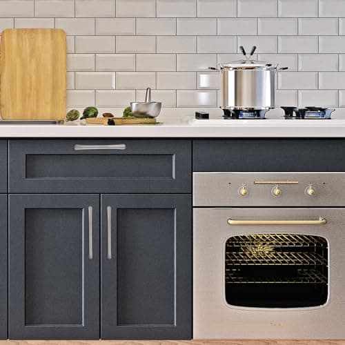 BUKOBYHE 10 Pack 5 Inch Kitchen Cabinet Handles Brushed Satin Nickel Cabinet Pulls Silver Drawer Pulls Zinc Alloy Kitchen Hardware view 3