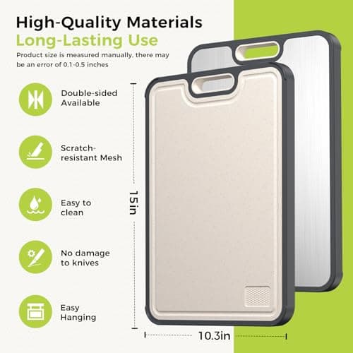Titanium Cutting Board for Kitchen, Cutting Board Double Sided Food Grade, Pure Titanium/PP, Easy to Clean Large Size 16”×10” view 2