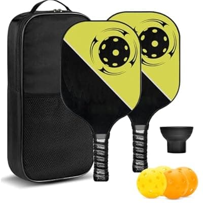 Pickle Ball Set Pickleball Paddles Set of 2 Carbon Fiber Pickleball Paddle Includes 4 Balls, 2 Ball Pickers, 1 Ball Bag Best Gifts for Junior and Professional Pickleball Equipment