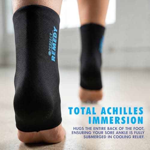 Perfect Remedy Hot & Cold Gel Ankle Ice Pack Wrap, Compression Sleeve for Plantar Fasciitis Relief, Sprained Ankle, Achilles & Surgery Recovery Must Haves – Wearable Foot Ice Pack Wrap for Men & Women view 2