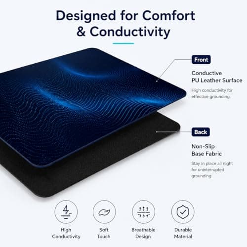 Grounding Mat for Bed with Anti-Slip PU Leather, 27"*76", Black view 5