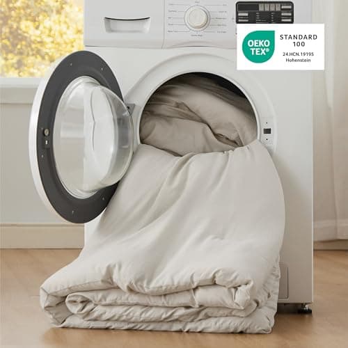 Bedsure King Comforter Set, Beige Soft Prewashed Bedding for All Seasons, 3 Pieces GentleSoft™ Bed Set, 1 Lightweight Comforter (104"x90") and 2 Pillowcases (20"x36") view 5