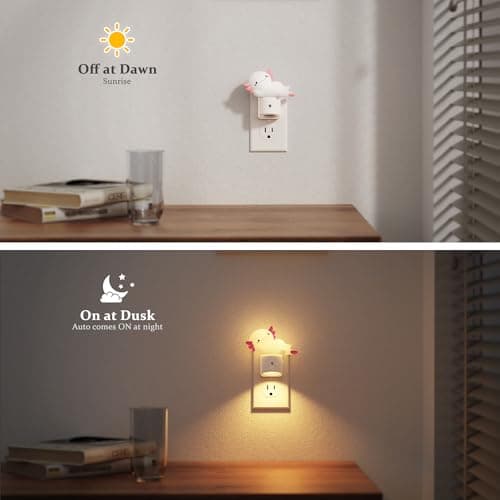 JandCase Night Light for Kids,3D Funny Axolotl Night Lights Plug into wall view 2