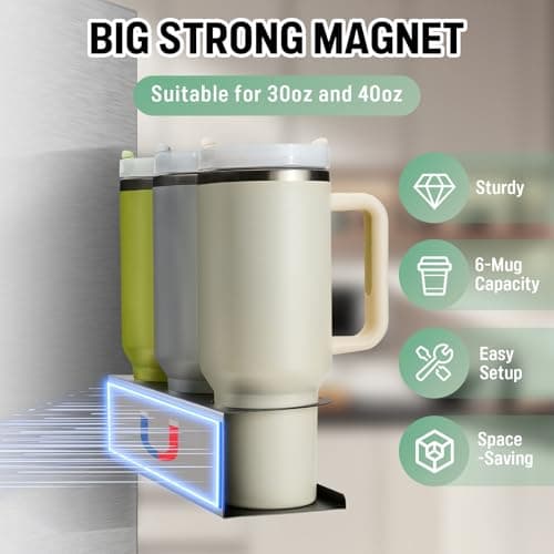 POLRAI 2 Pack Magnetic Stanley Cup Holder for Fridge, Water Bottle Organizer for Tumbler with Double Sided Tape Hold Stanley Cup Accessories for Kitchen Cabinet Wall view 3