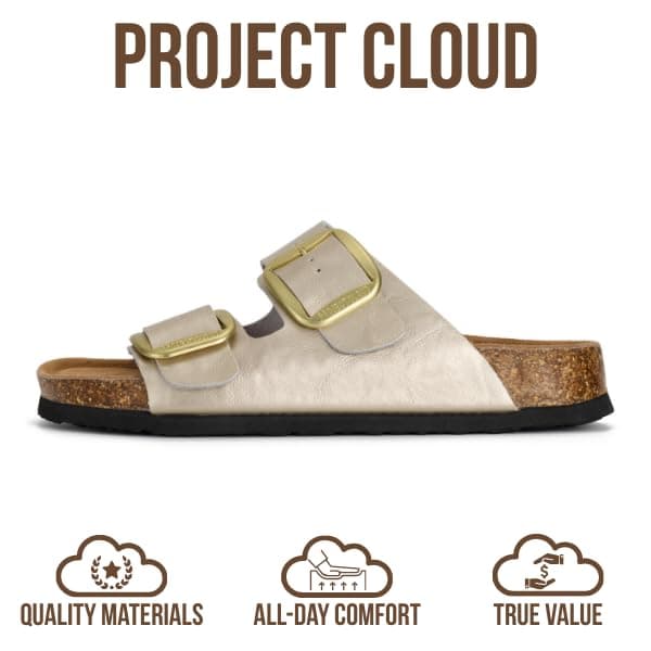 Project Cloud 100% Genuine Leather Flat Sandals for Women 2026 Comfortable Beach Essentials Womens Sandals Memory Foam Vacation Essentials Slides for Women Footwear (Santorini) view 4