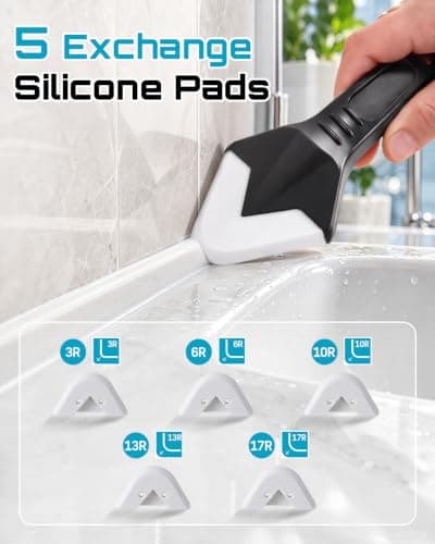 SEESII Caulking Tool 5-in-1,Caulking Grout Removal Tool Kit | Silicone Caulk Scraper Tool with 5 Replaceable Pads,3 Sealant Finishing Tools, 2 Nozzles for Kitchen Bathroom Sink Toilet view 3