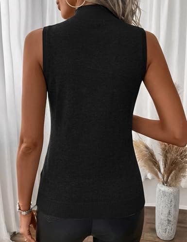 LaGracia Womens Mock Neck Sleeveless Sweater for Women Summer Sweaters Business Casual Wool Blend Tank Tops view 6