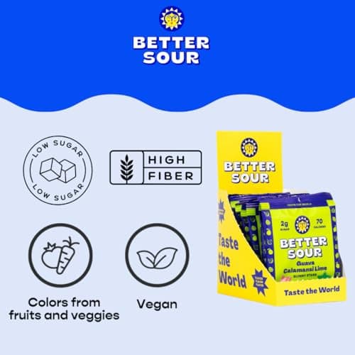 Better Sour Guava Calamansi Lime Gummy Stars Candy, Guava Sour Candy with Bold Tropical Flavor, Healthy Sour Candy Gluten Free Snack, Fiber Gummies with Fiber Support (Pack of 10) view 4
