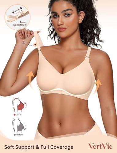 Vertvie Womens Wireless Jelly Bras No Underwire Push Up Seamless Bra Supportive Full Coverage Bralette Regular and Plus Size view 2
