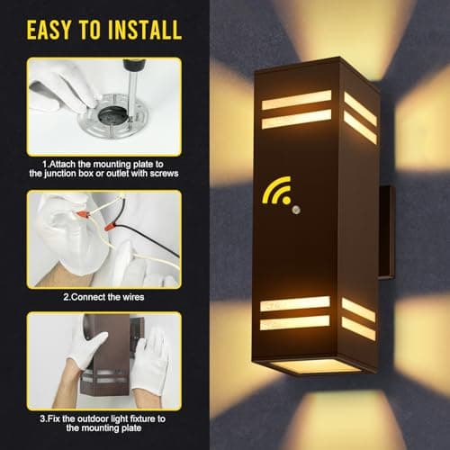 MZLITI 2-Pack Bronze Dusk to Dawn Outdoor Lights, Wall Light Wtih LED Bulbs, Modern Up Down Lights Outdoor, IP65 Waterproof Exterior Lighting Fixtures, Outside Lights for House for Porch, Garage view 6