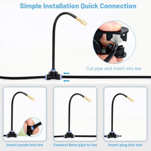 Thiswing 100FT 360° Adjustable Drip Irrigation Kit – 1/4" Tubing with 18 Nozzles, Full-Circle Spray for Greenhouse, Vegetable Garden & Potted Plants, Water-Saving DIY Irrigation System view 6