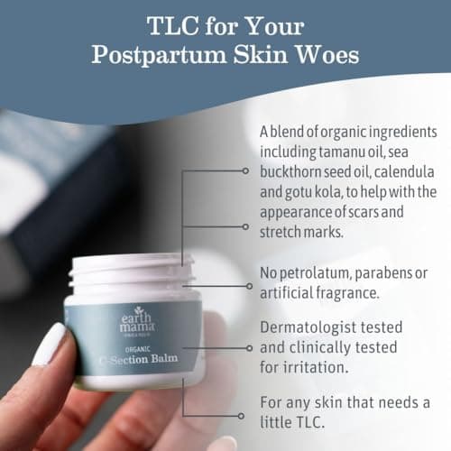 Earth Mama Organic C-Section Balm - 1 oz - USDA Certified Organic Scar Balm for C-Section Recovery view 2