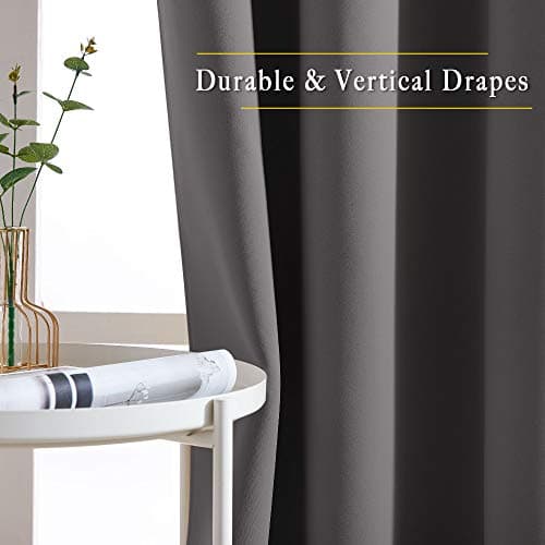 NICETOWN Gray Blackout Curtains for Bedroom 84 inches Long - Thermal Drapes Grommet Room Darkening Light Blocking Curtains Window Treatments for Living Room (2 Panels, W52 x L84, Grey) view 5