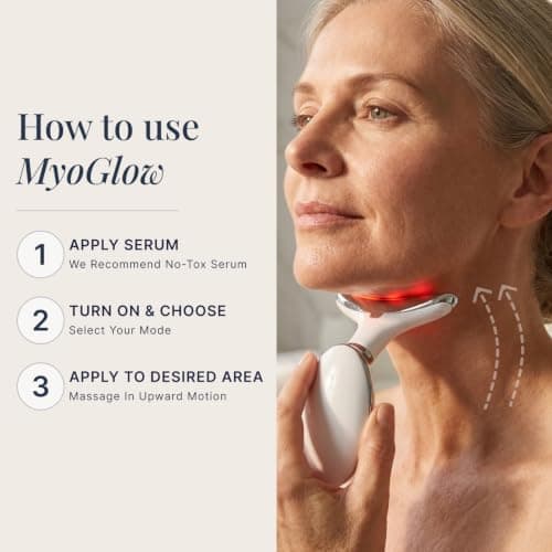MyoGlow Arm Sculpting Device, LED Red Light for Face, Neck, Arms, Legs | My Derma Dream, 3 Brightness Settings, Sonic Vibration, Rechargeable Cordless, Jawline, Thighs, Travel Size view 3