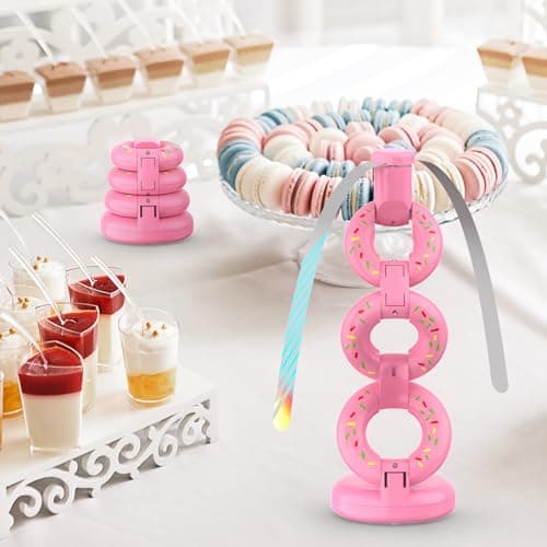 Fly Fans for Tables Fly Repellent Outdoor Keep Flies Away, Flies Spinner Table Top with Holographic Blades, Bug Traps for Picnic, Party, BBQ (Pink) view 2