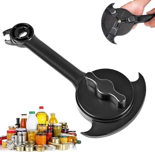 Can Opener Multifunction,Jar Opener for Weak Hands,Kitchen Beer bottle Opener Portable 3-in-1 Bottle Opener Can Opener Tool Innovative Gadget Get Lid Off Easily (BLACK) view 6