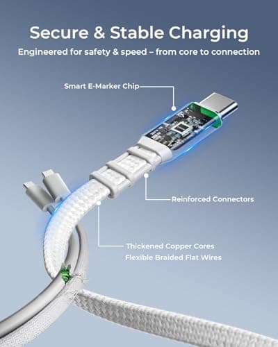 TALIX 240W Retractable USB C Cable, PD 3.2 Fast Charging USB C to USB C Cable, E-Marker Chip, 480Mbps Data Transfer, Anti-Tangle Retractable Cord for Travel, iPhone 17, MacBook, Samsung S25, 3.94FT view 6