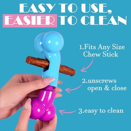 Apasiri Bully Stick Holder for Medium/Large Dogs - Anti-Choking, Prevents Swallowed Ends - Nylon Dog Chew Toy - Dishwasher Safe, Pink view 6