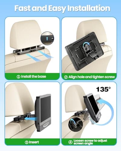 12.5"
Dual
Car
DVD
Player
with
1080P
HDMI
Input,
Full
HD,
Rechargeable | FELEMAN Portable Headrest DVD Players for Car Play 2 Different Movies, 5-Hour Rechargeable Battery, Car Entertainment System view 5