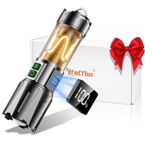 Super Bright Flashlight High Lumens 100000 Rechargeable, Powerful 50W LED, Long Lasting 30H, Daul Bottons 10Modes with Side Light, Quick USB C Charge & Output, Multi-functional for Home Camping Hiking — image 1