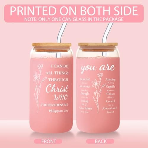 Christian Gifts for Women, Inspirational Religious Gift for Birthday, Mother’s Day, Christmas, Catholic Faith Based Gifts for Mom, Wife, Sister, Grandma, Aunt, Best Friend, 16oz Scripture Glass Cup view 4