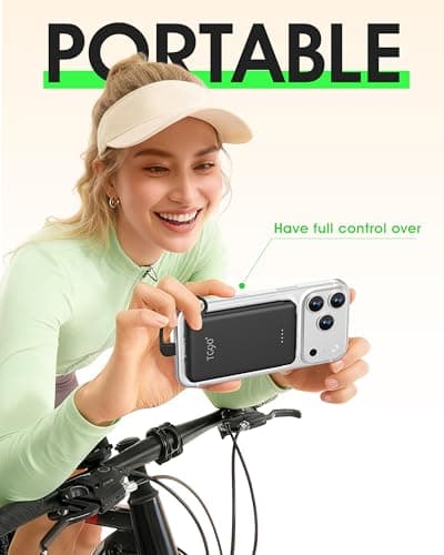 TG90° 5000mah Ultra Slim Power Bank Built-in AC Plug & 2 Cables,Black view 5